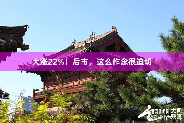 大涨22%！后市，这么作念很迫切