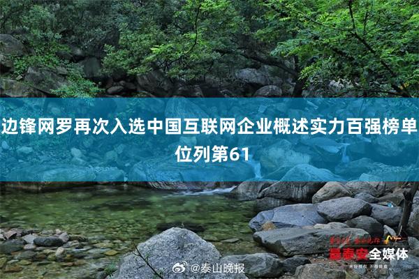 边锋网罗再次入选中国互联网企业概述实力百强榜单 位列第61