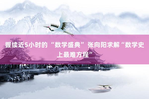 握续近5小时的 “数学盛典” 张向阳求解“数学史上最难方程”